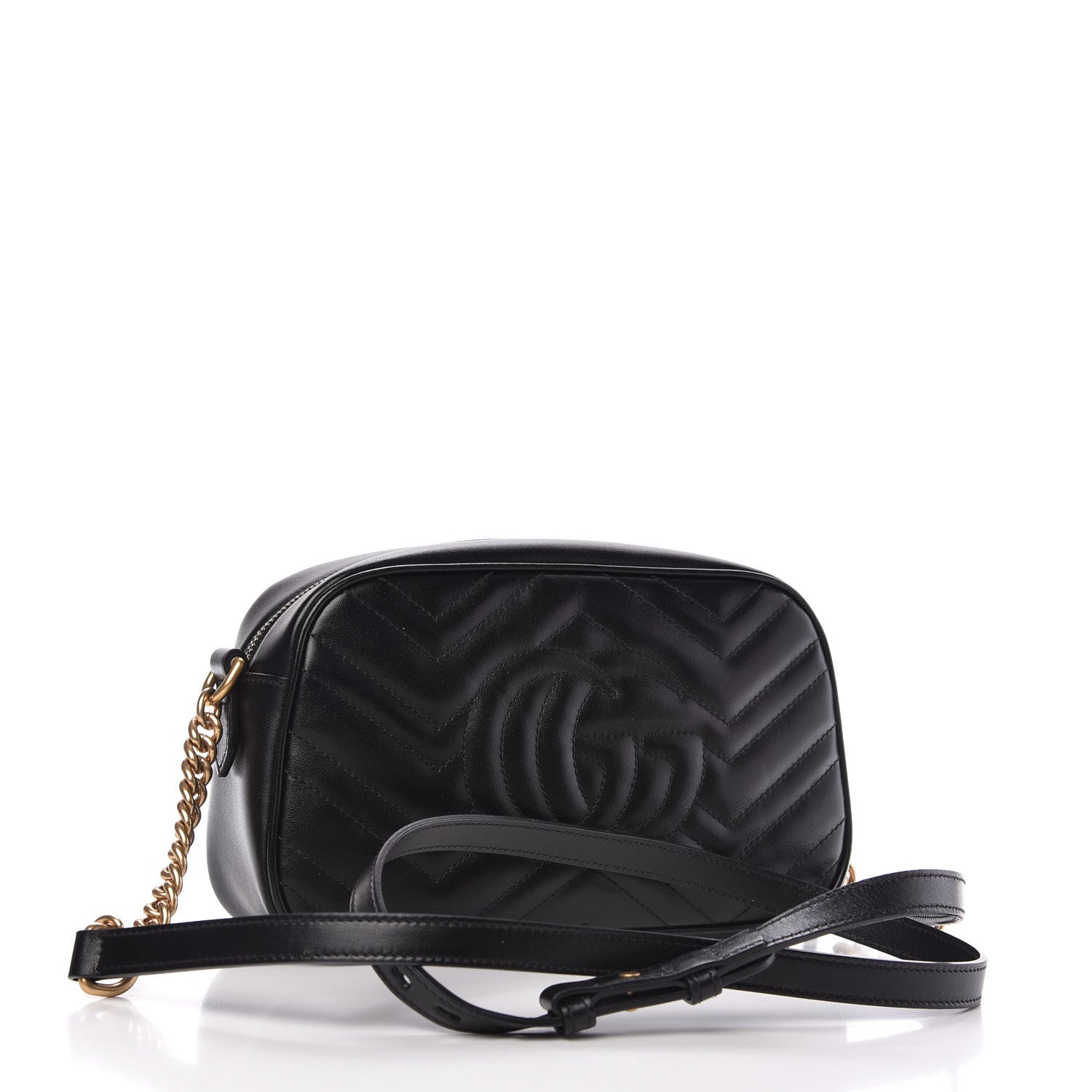 Gucci Calfskin Matelasse Small GG Marmont Chain Shoulder Bag Black 3 of 10