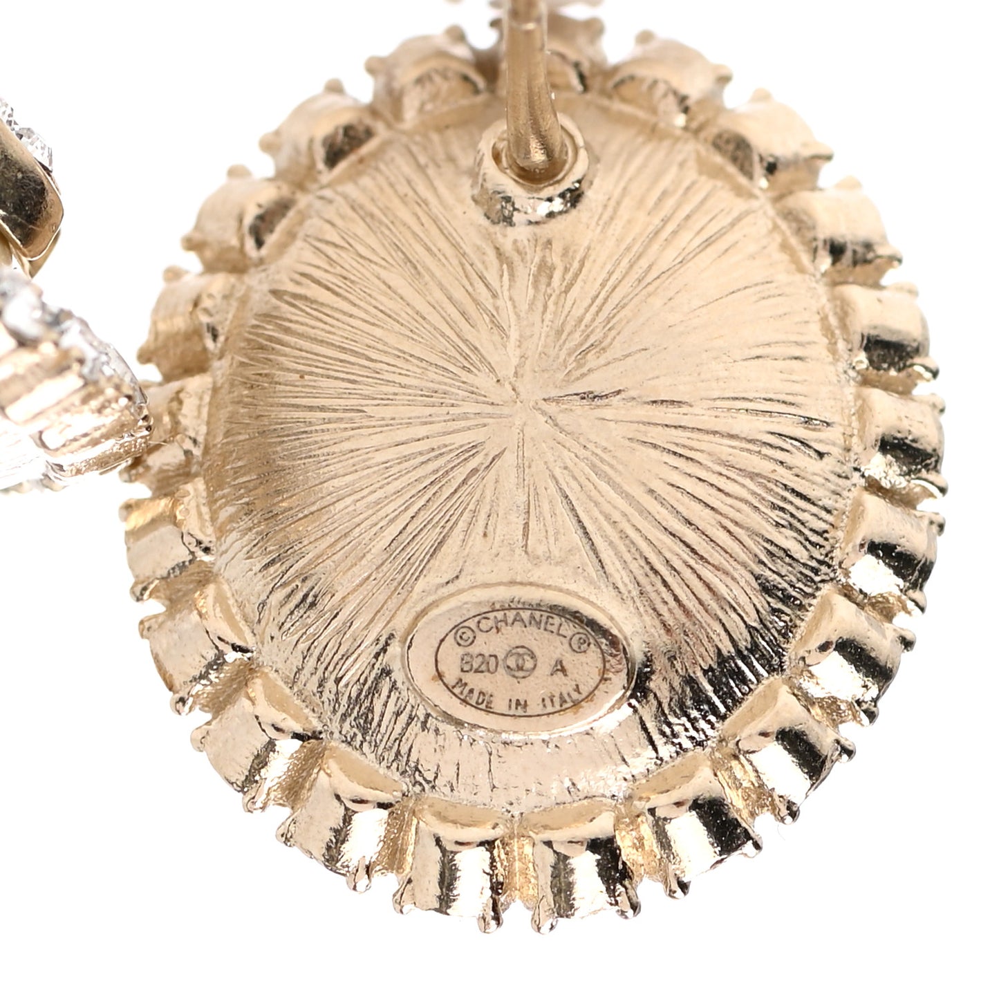 Pearl Crystal CC Stud Earrings Gold