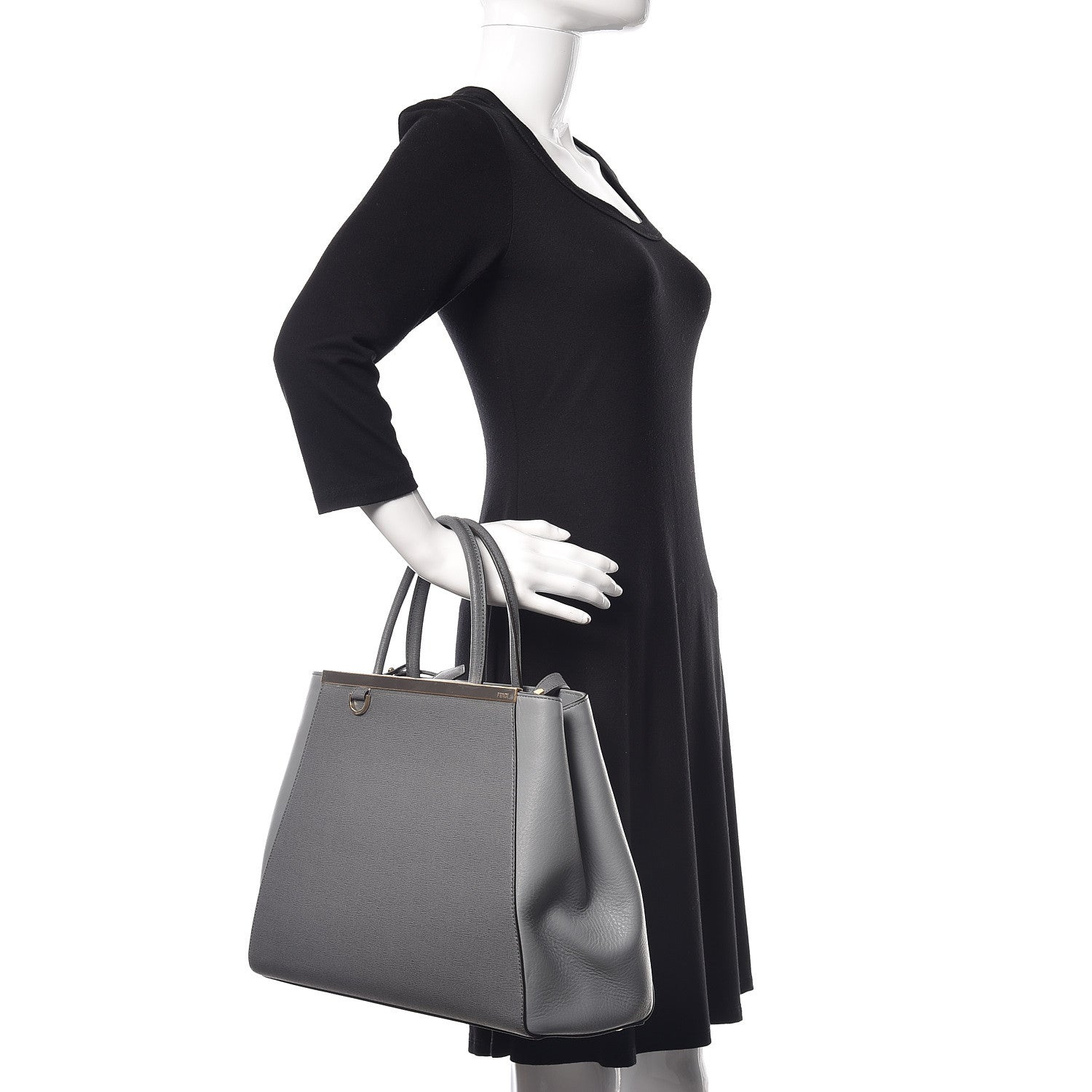 Fendi Vitello Elite Flamingo Regular 2Jours Tote Grigio Grigio Chiaro 3 of 11