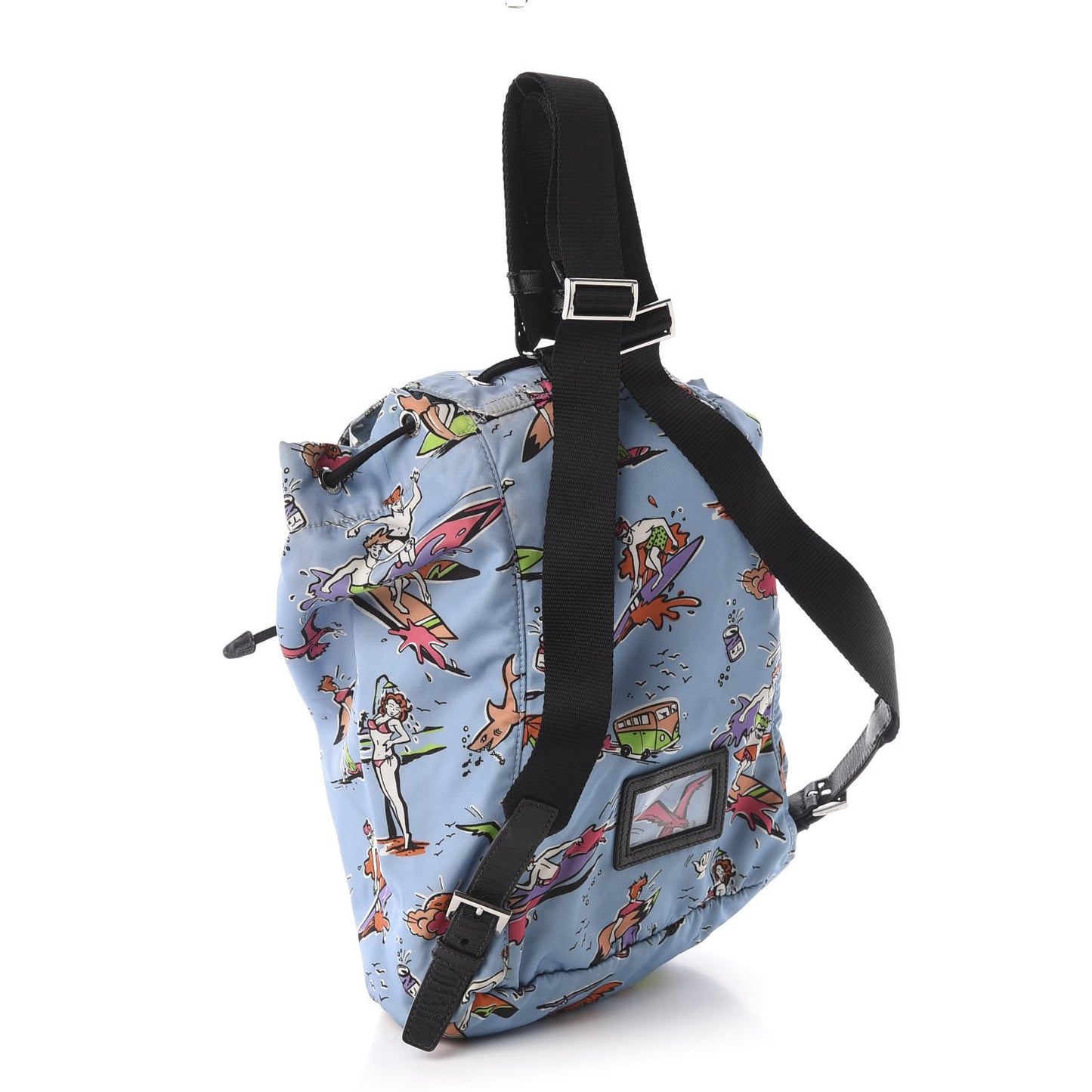 Tessuto Nylon Surfer Print Cinch Backpack Blue