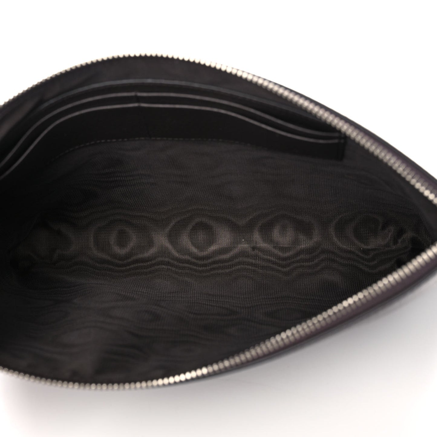 Grained Calfskin Zip Wristlet Pouch Brown