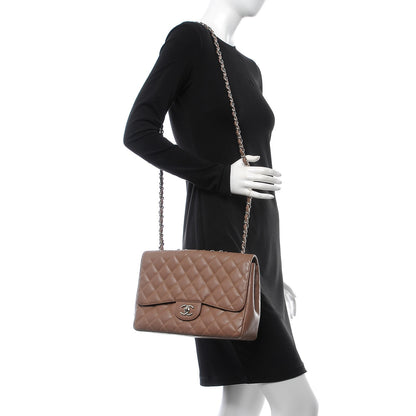 Chanel Caviar Quilted Jumbo Single Flap Dark Beige 2 of 7