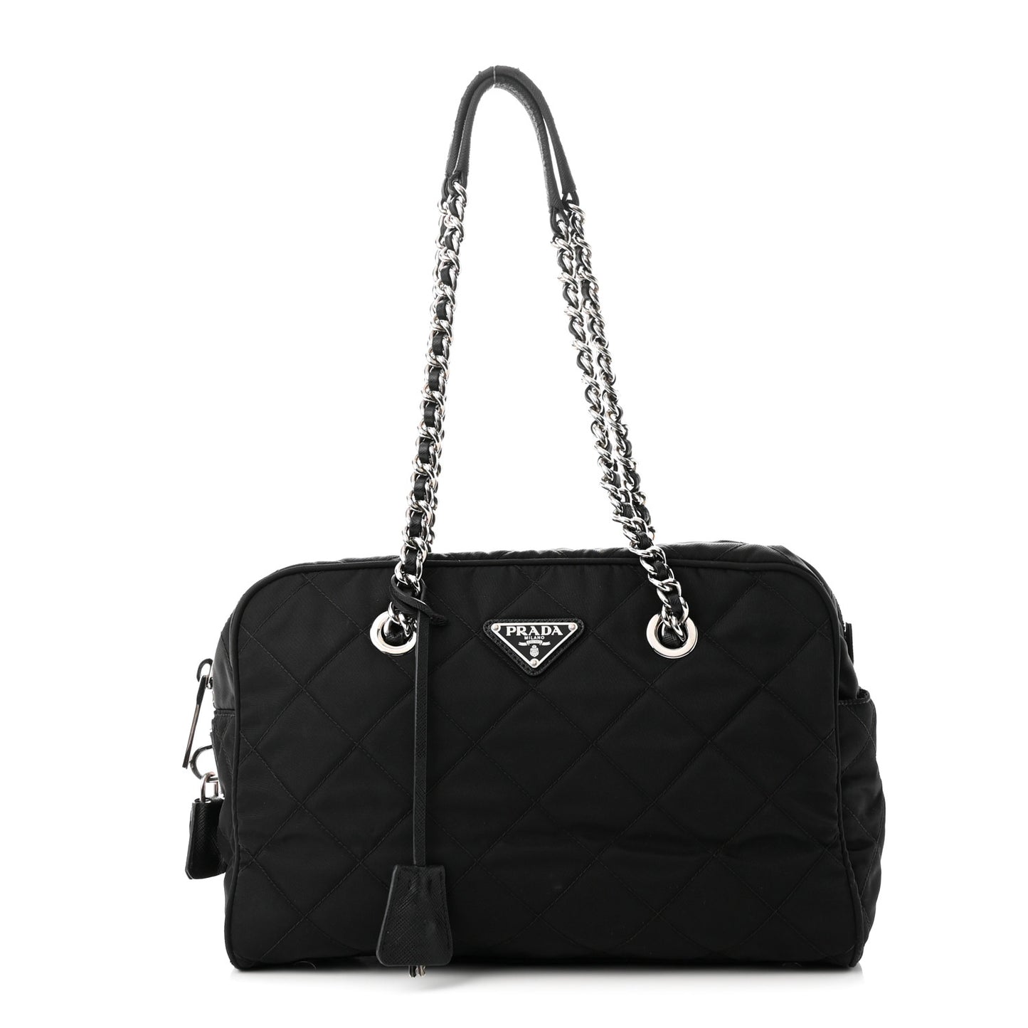 Nylon Tessuto Impuntu Quilted Shoulder Bag Black