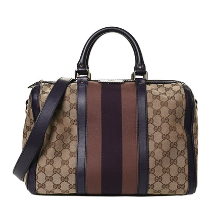 Gucci Monogram Vintage Web Medium Boston Dark Purple 1 of 12