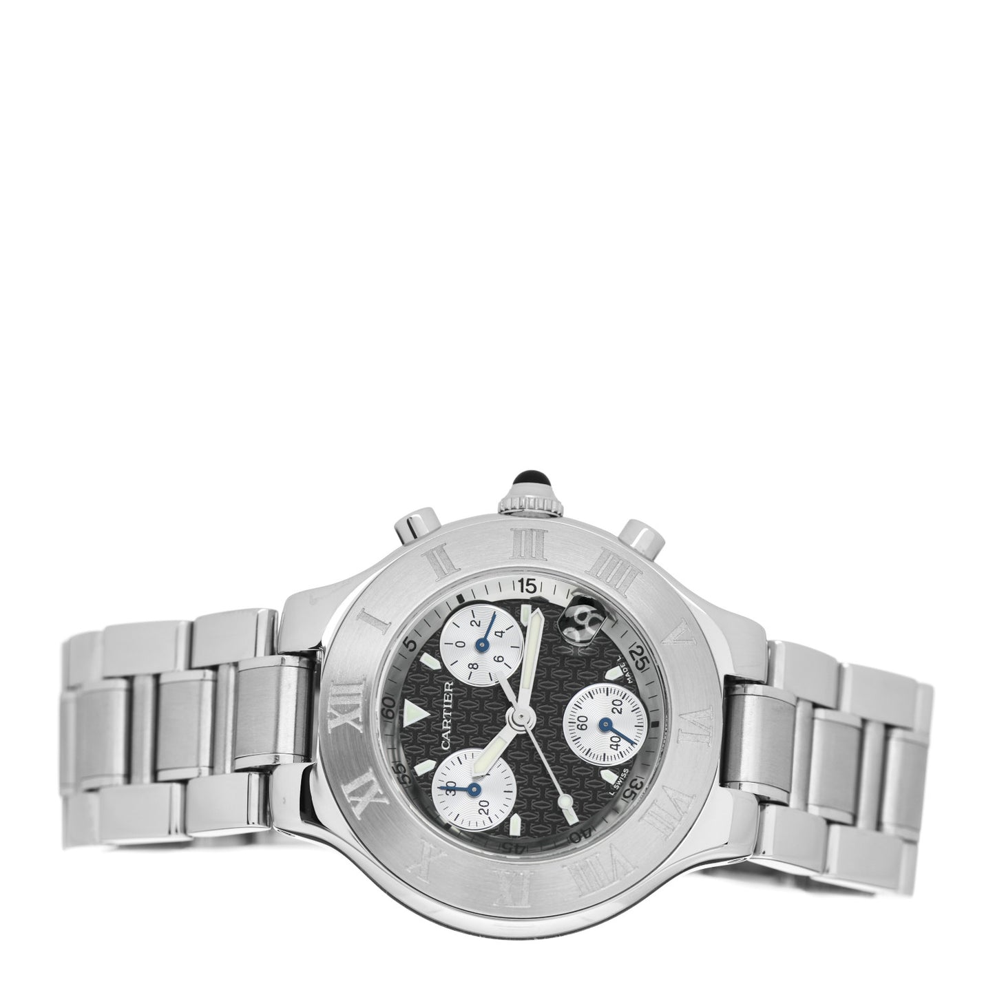 Stainless Steel 38mm Must de 21 Chronograph Quartz Watch Black