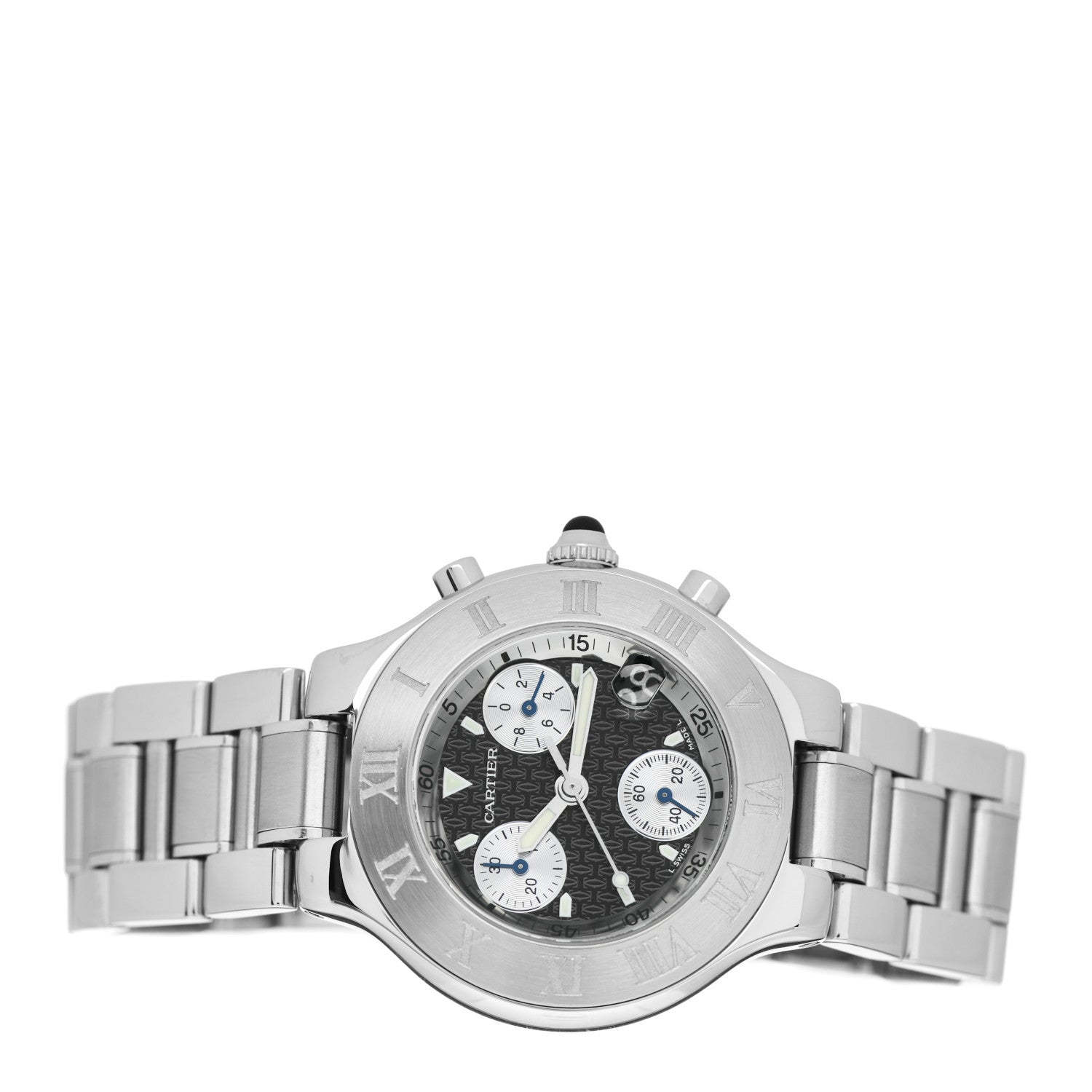 Cartier Stainless Steel 38mm Must de 21 Chronograph Quartz Watch Black 2 of 4