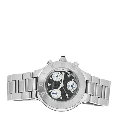 Cartier Stainless Steel 38mm Must de 21 Chronograph Quartz Watch Black 2 of 4