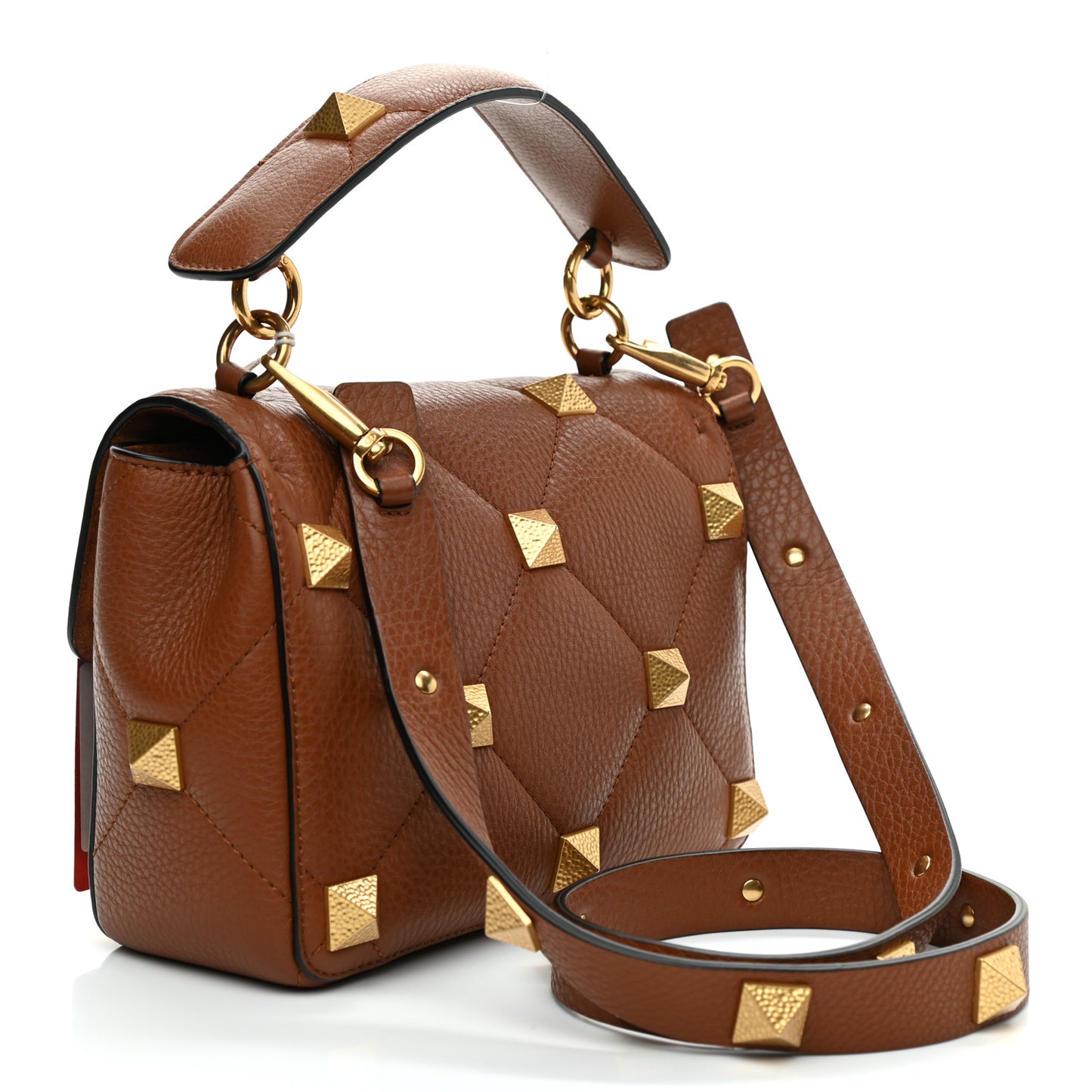 Grained Calfskin Medium Roman Stud Shoulder Bag Selleria