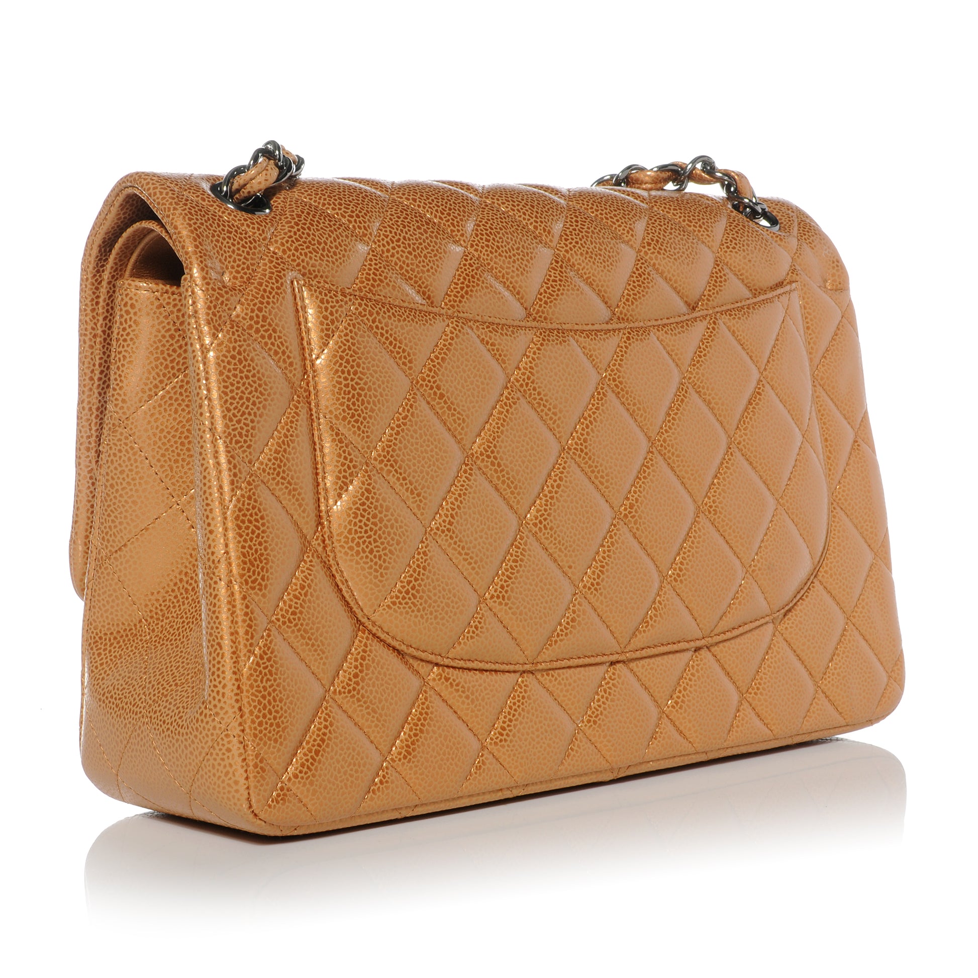 Chanel Metallic Caviar Quilted Jumbo Double Flap Copper 3 of 10