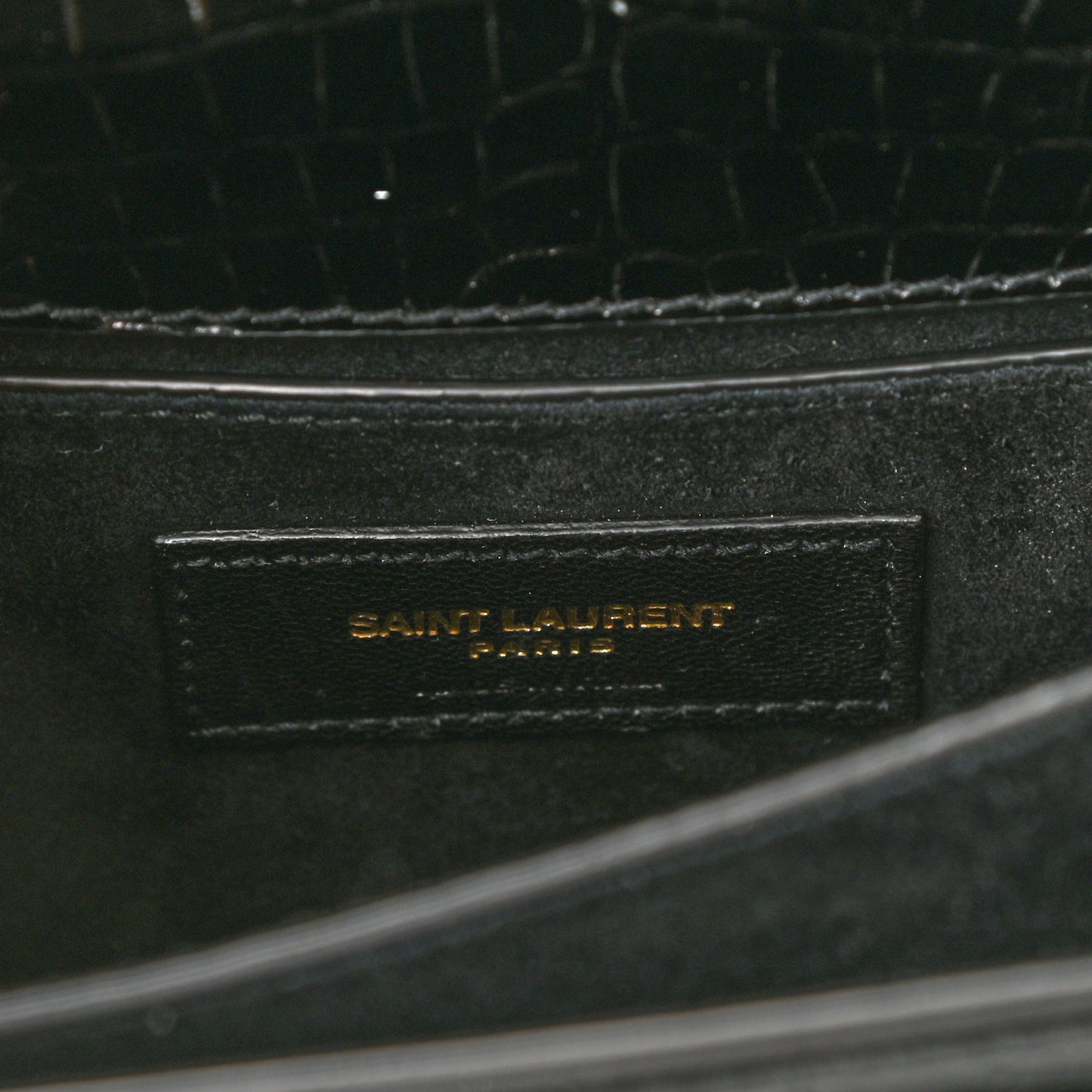 Calfskin Crocodile Embossed Medium Monogram Sunset Black