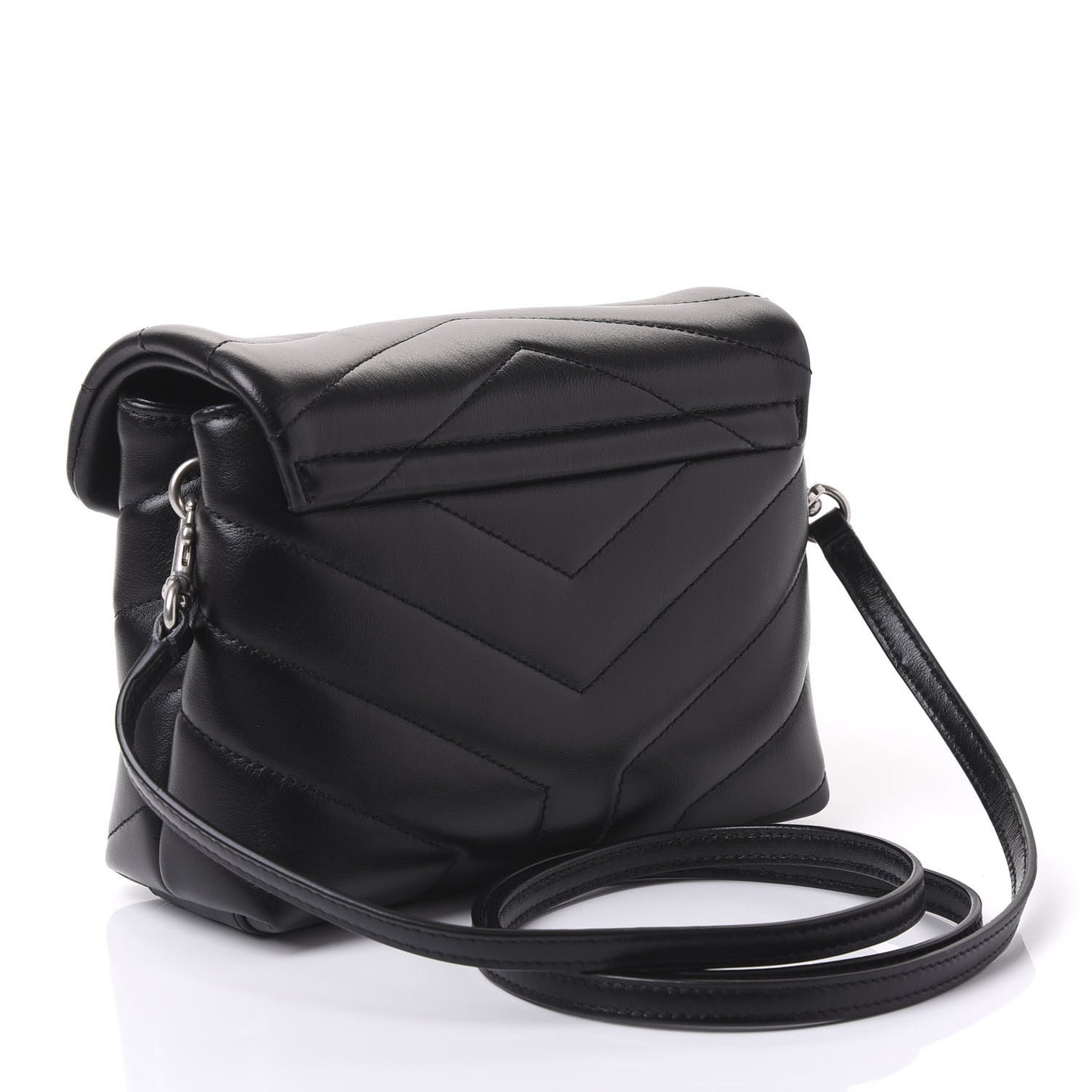 Calfskin Y Quilted Monogram Toy Loulou Crossbody Bag Black