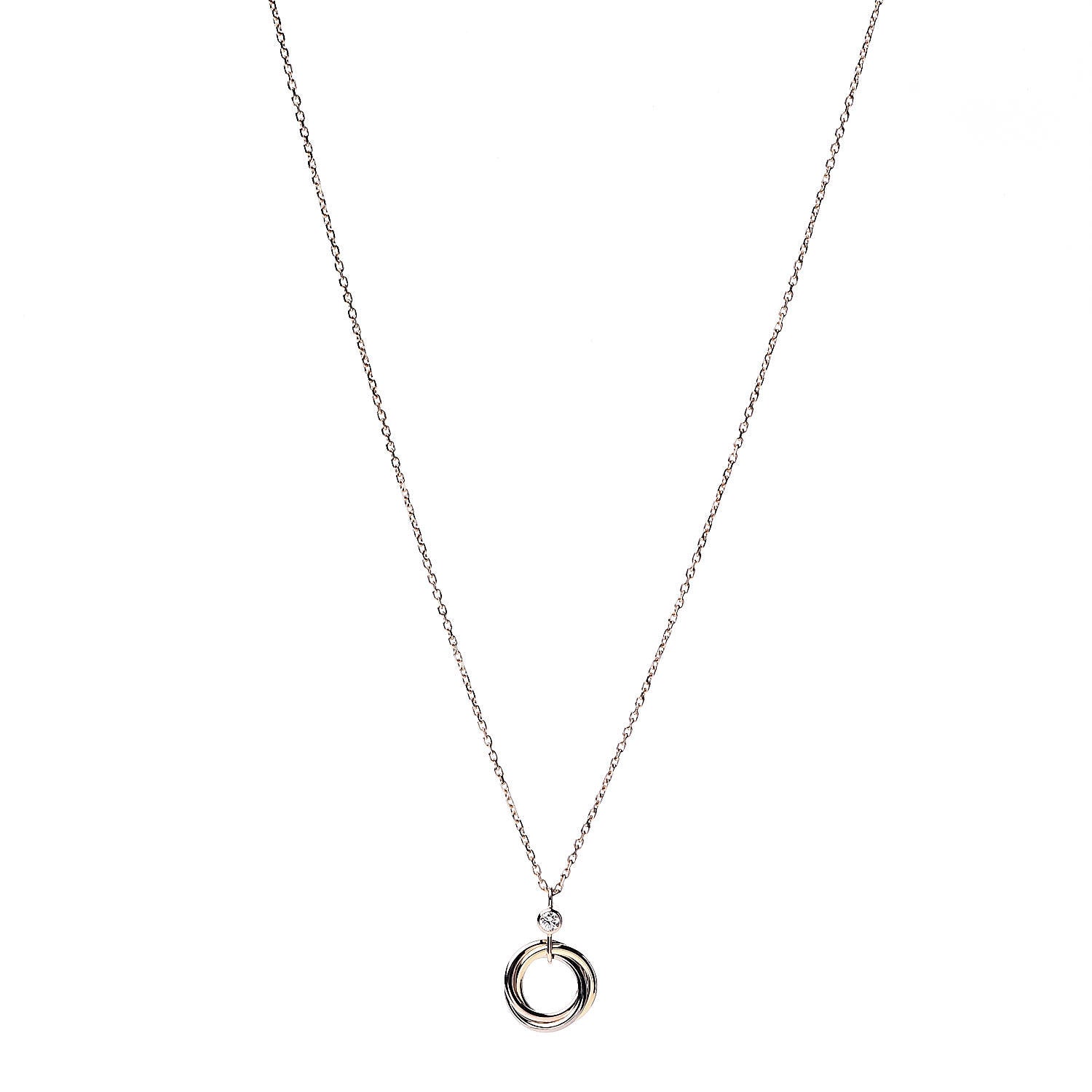 Cartier 18K Pink Yellow White Gold Diamond Trinity Pendant Necklace 1 of 7