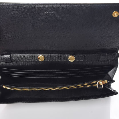 Prada Saffiano Metal Oro Chain Wallet Black 6 of 8