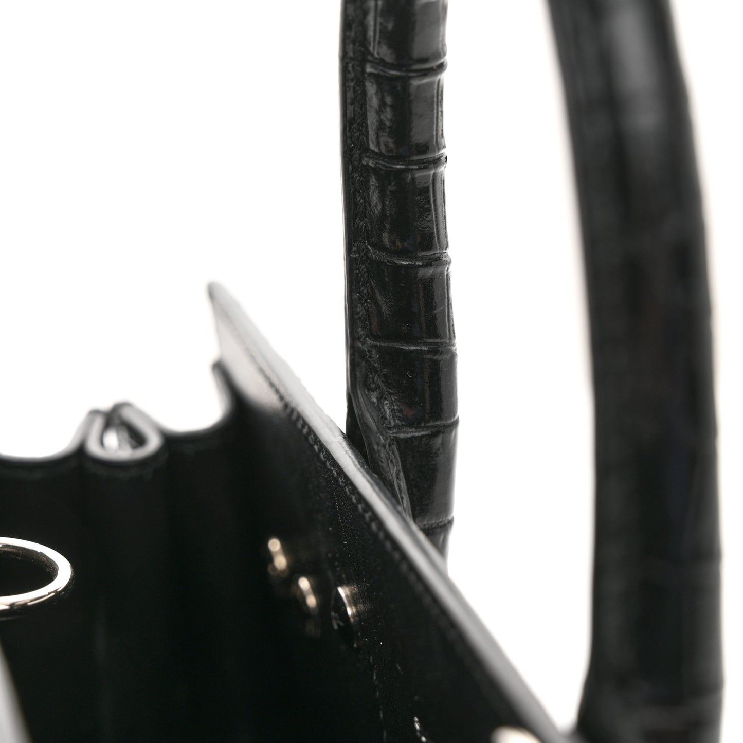 Calfskin Crocodile Embossed Nano Sac De Jour Black