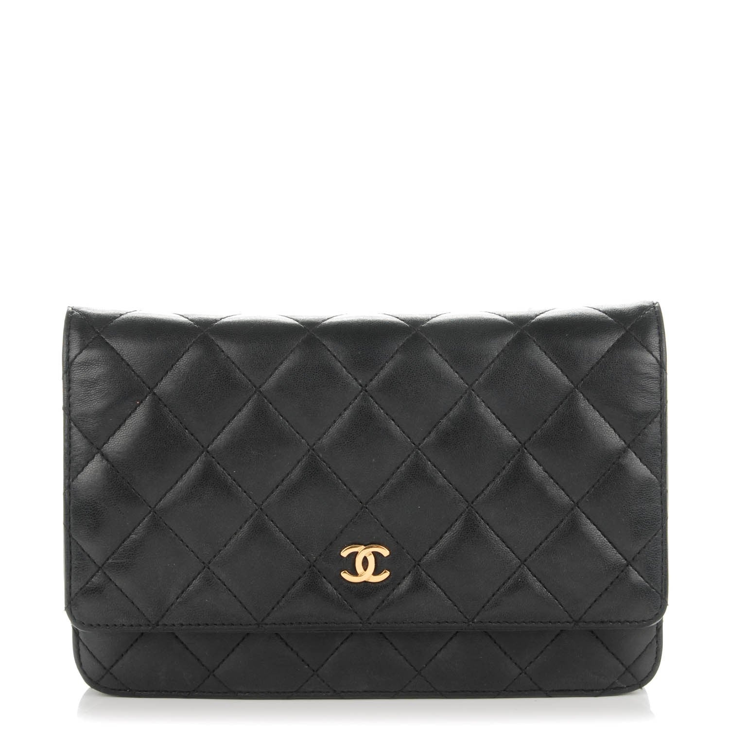 Chanel Lambskin Quilted Wallet On Chain WOC Black 1 of 9