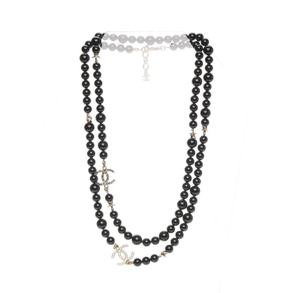 Chanel Beaded Star CC Long Necklace Black Gold 3 of 6