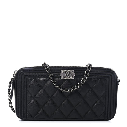 Chanel Caviar Quilted Small Boy Clutch With Chain Black 1 of 5