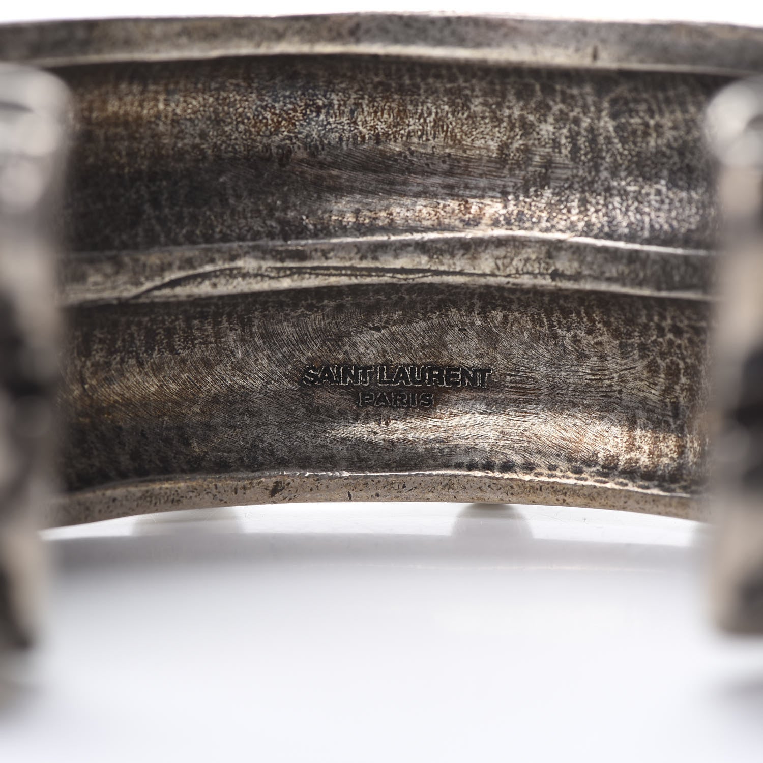 Saint Laurent Brass Marrakech Bell Cuff Bracelet Argent Oxyde 4 of 5