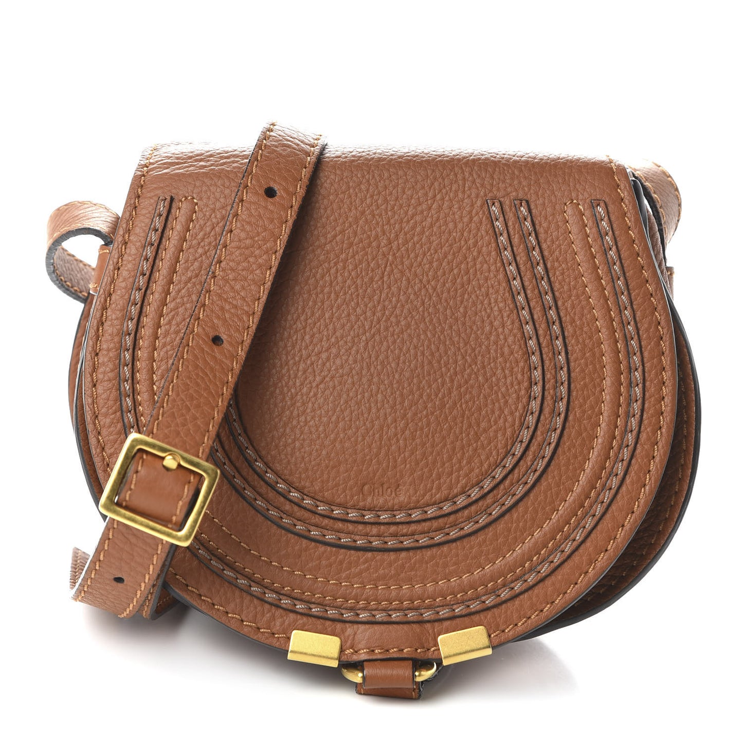 Calfskin Mini Marcie Round Crossbody Bag Tan