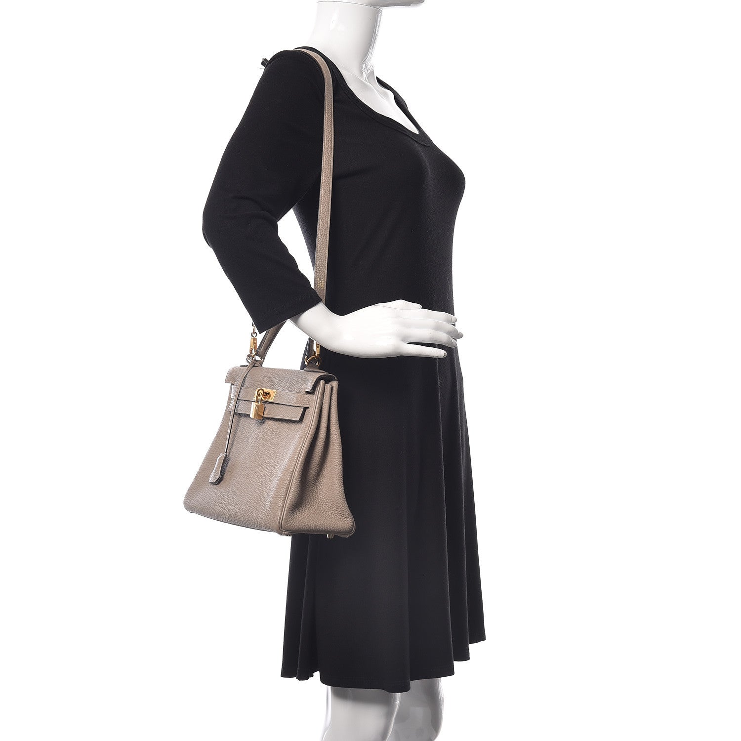 Hermes Taurillon Clemence Kelly Retourne 28 Gris Touterelle 3 of 31