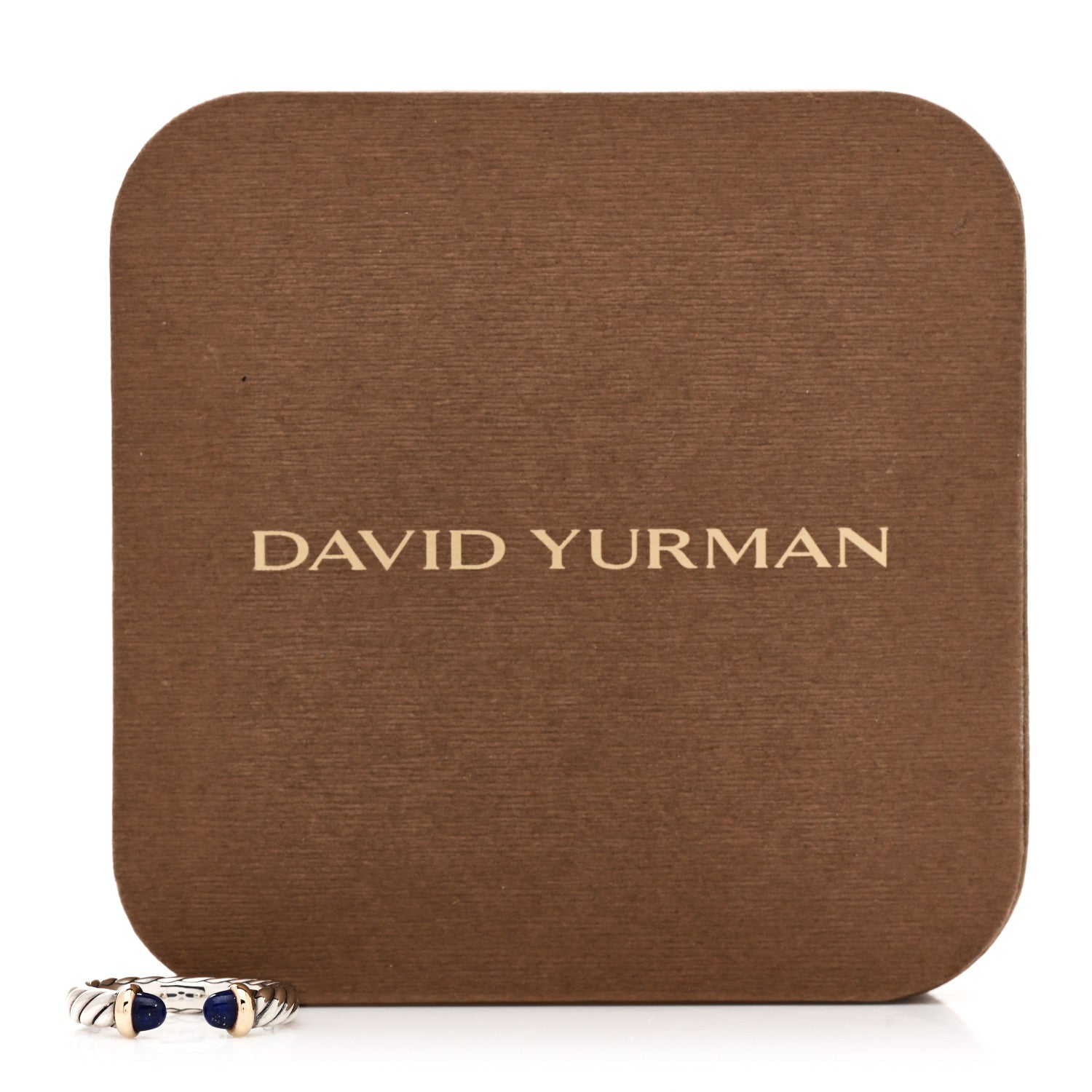David Yurman Sterling Silver 14K Yellow Gold Lapis Lazuli Petite Cable Open Ring 49 5 5 of 5