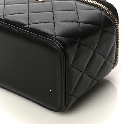 Chanel Lambskin Quilted Small Top Handle Vanity Case With Chain Black 12 of 13