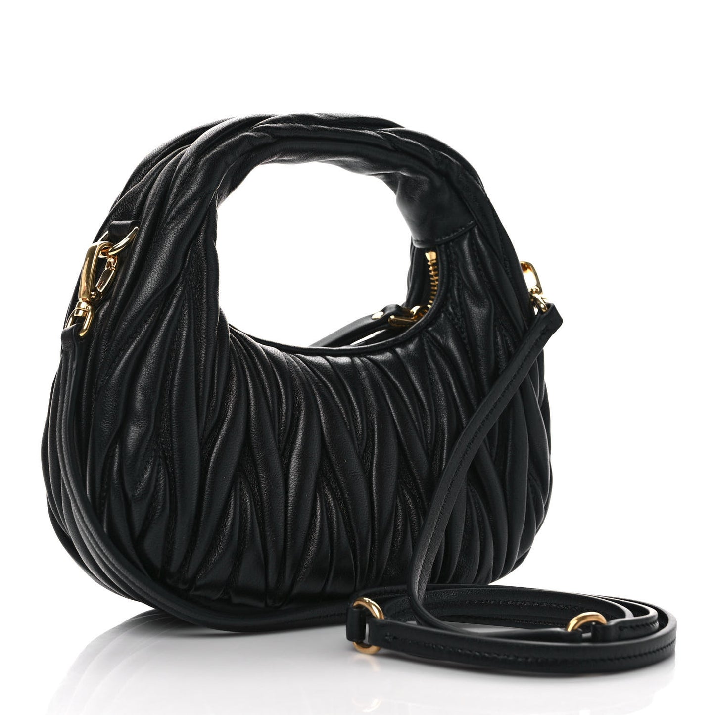 Nappa Matelasse Mini Wander Hobo Black