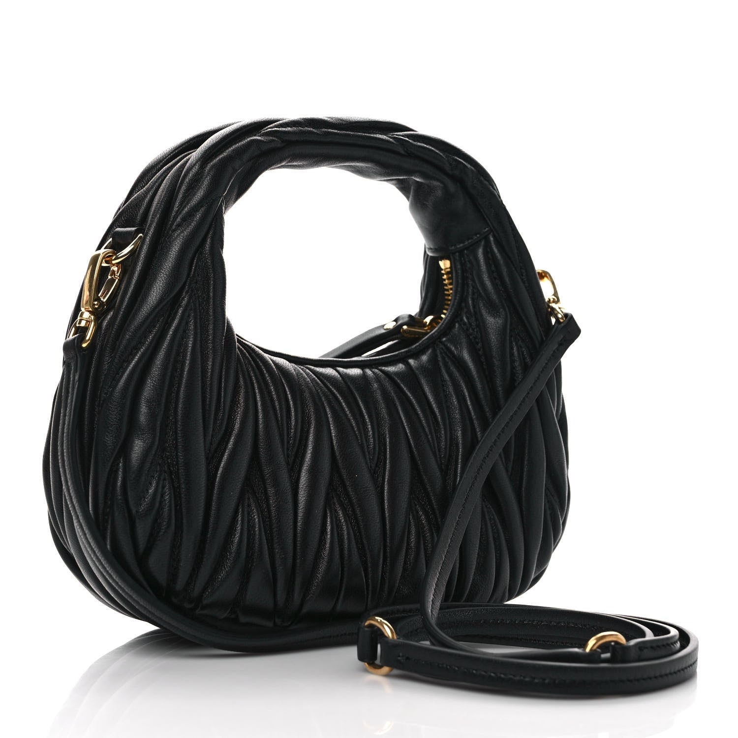 Miu Miu Nappa Matelasse Mini Wander Hobo Black 3 of 8