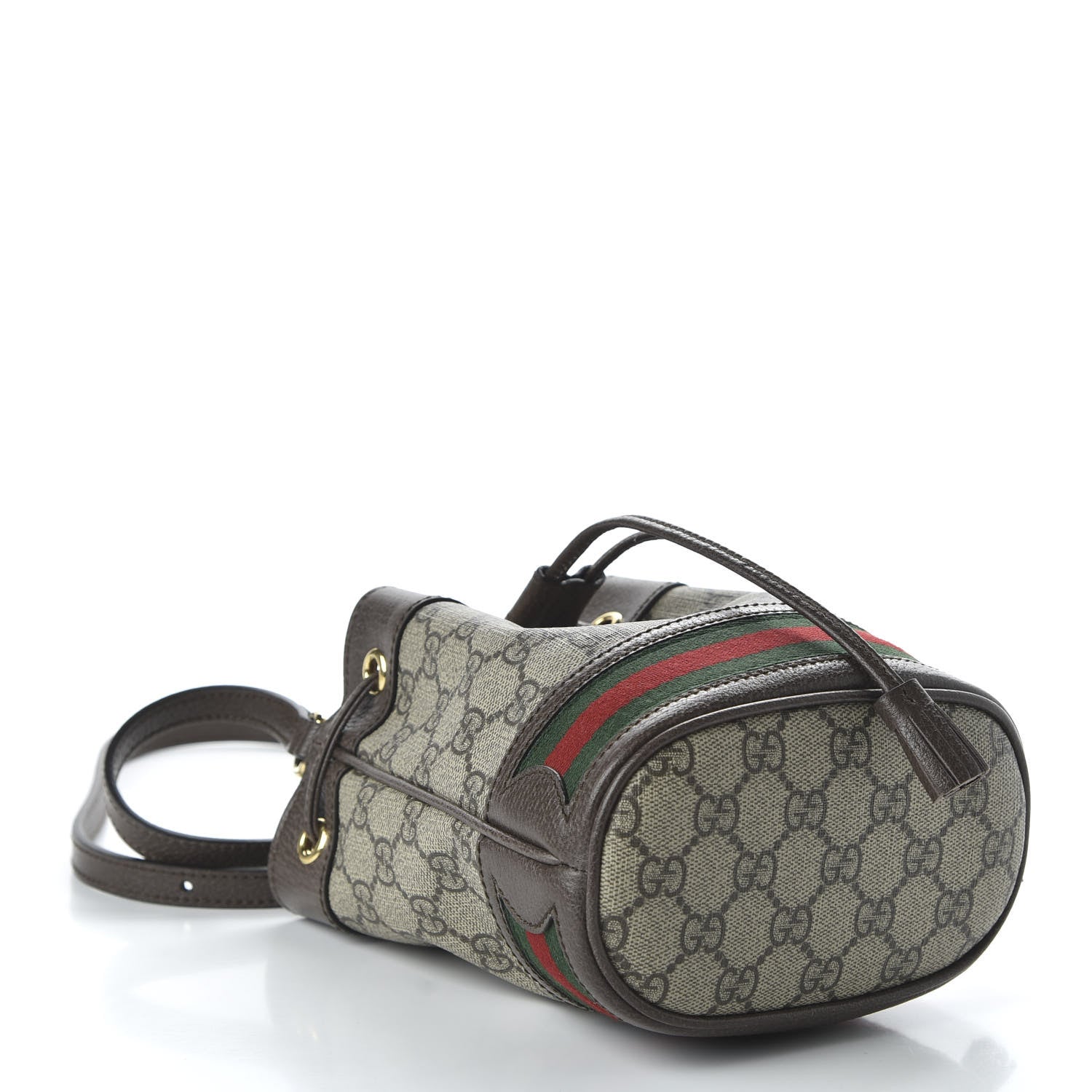 Gucci GG Supreme Monogram Web Mini Ophidia Bucket Bag Brown 3 of 9