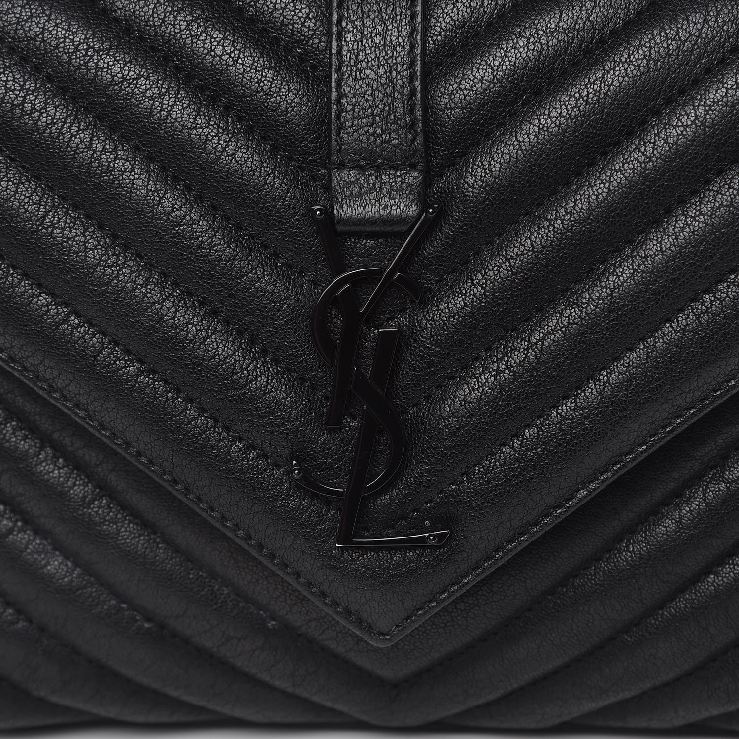 Saint Laurent Sheepskin Matelasse Chevron Monogram Medium College Bag Black 10 of 14