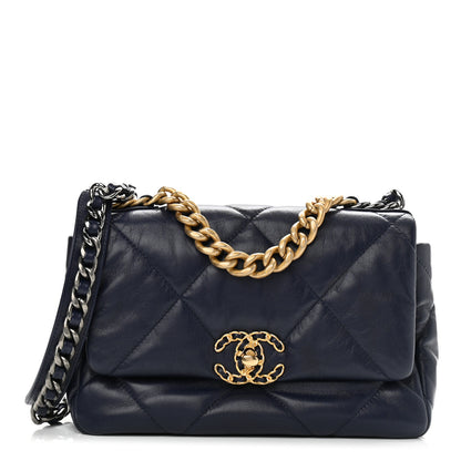 Chanel Lambskin Quilted Medium Chanel 19 Flap Navy Blue 1 of 9