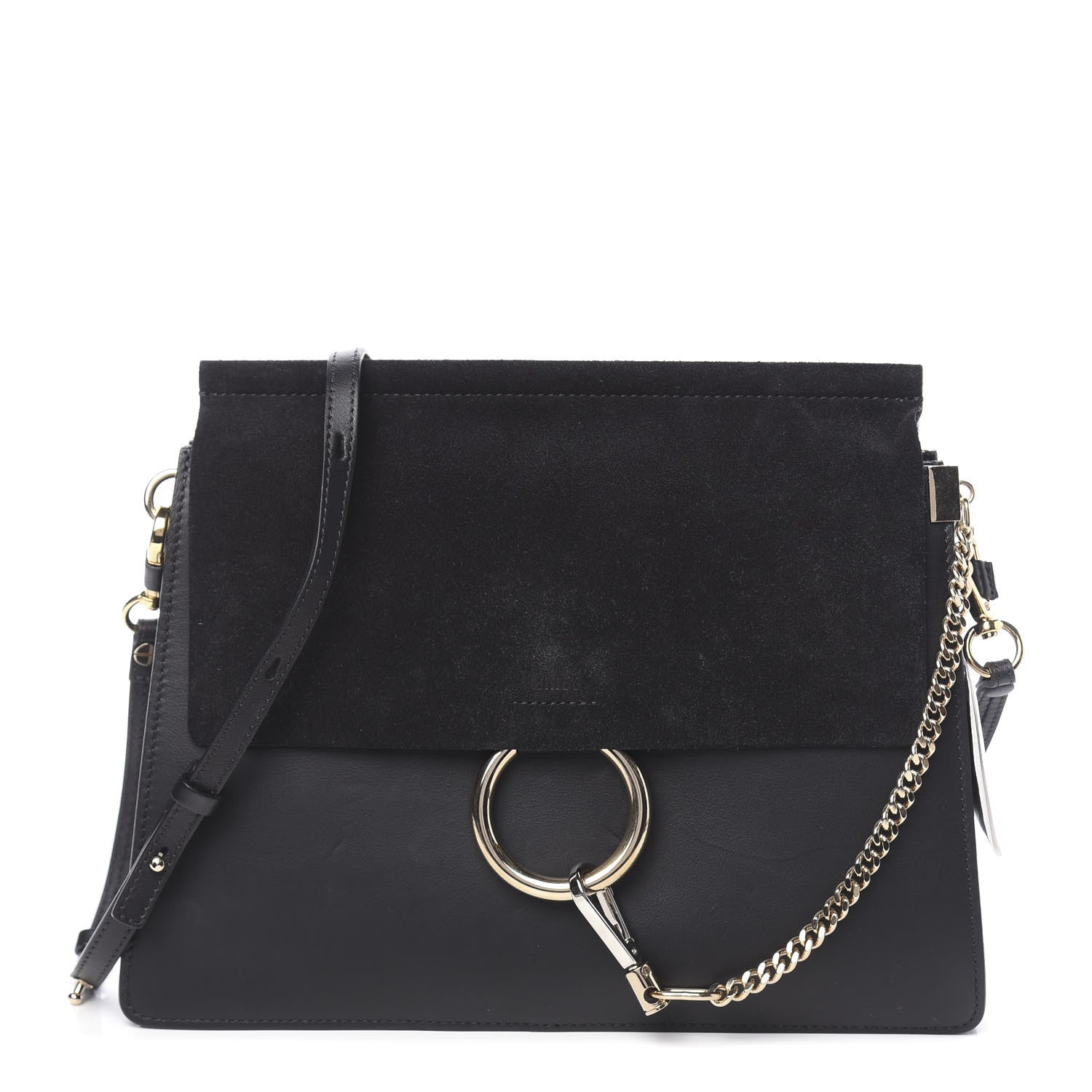 Chloe Suede Calfskin Medium Faye Shoulder Bag Black 1 of 15
