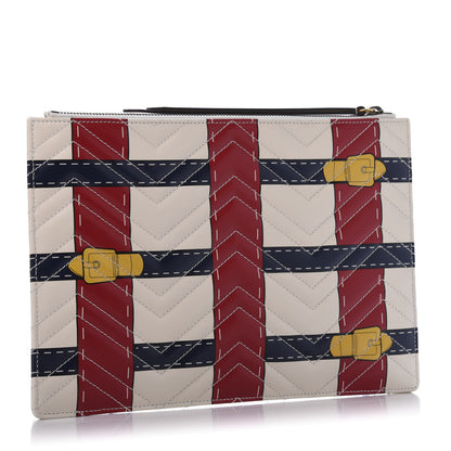Gucci Calfskin Matelasse Trompe L'Oeil Print GG Marmont Zip Pouch White 3 of 11