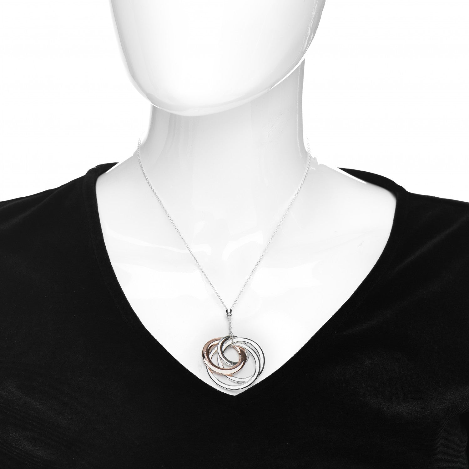 Tiffany Sterling Silver Rubedo 1837 Circles Pendant Necklace 2 of 4