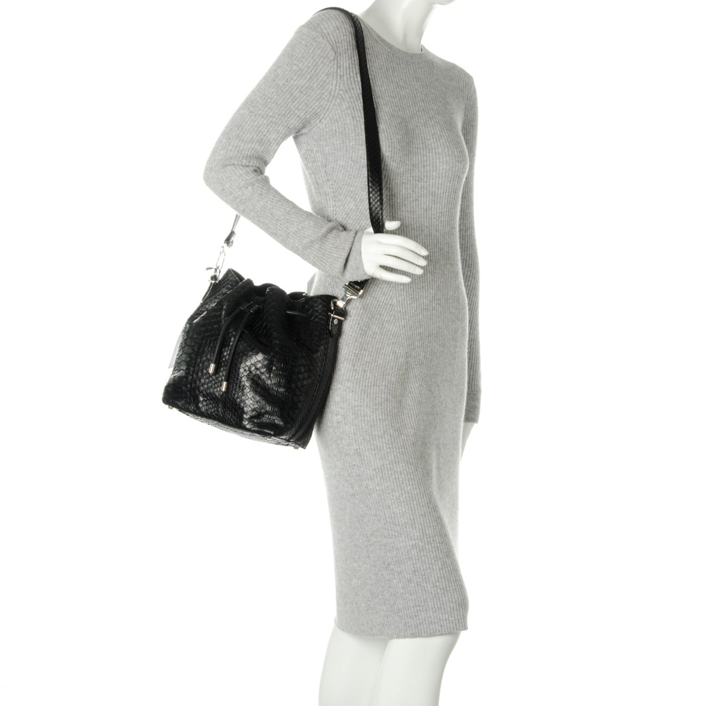 Python Medium Bucket Bag Black
