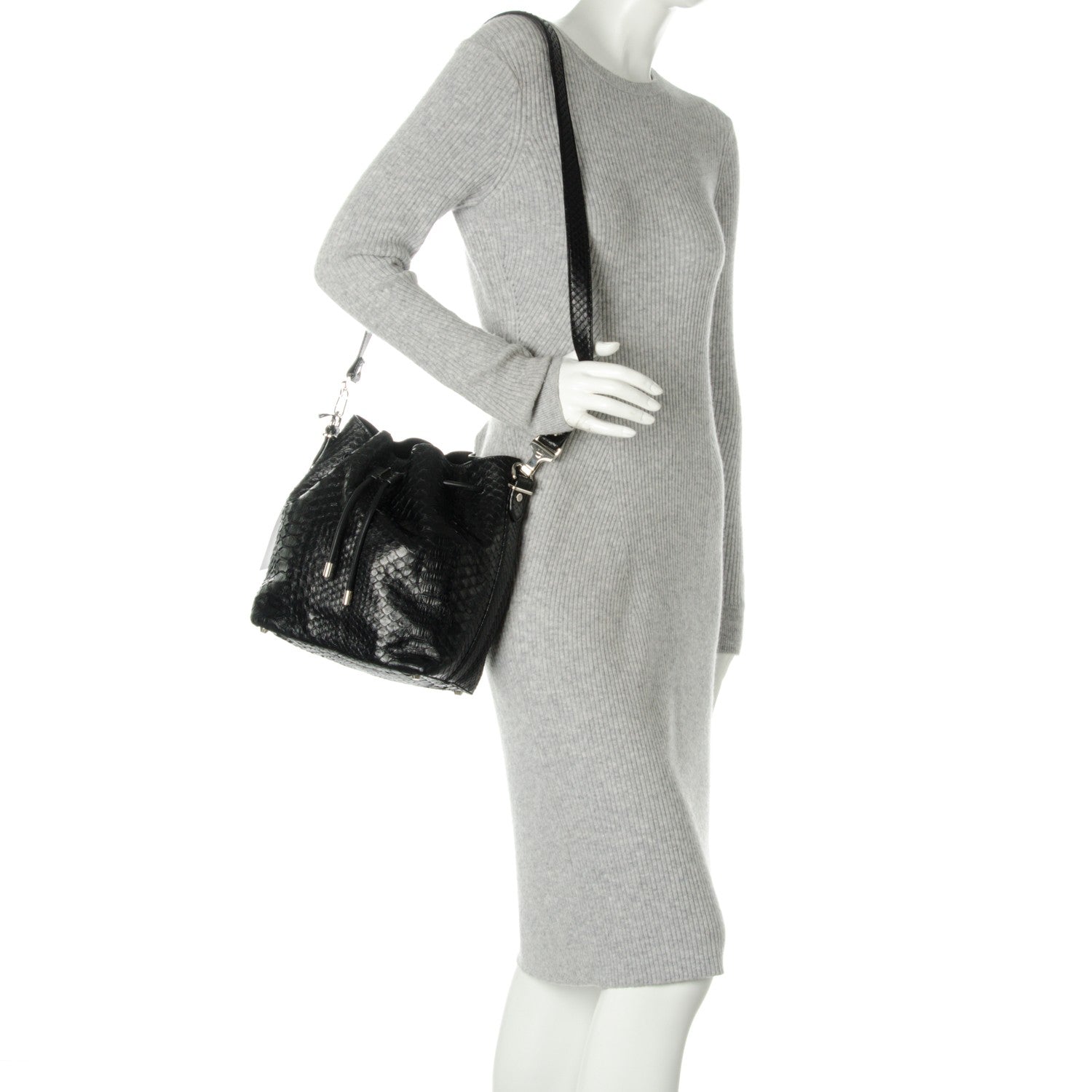 Proenza Schouler Python Medium Bucket Bag Black 2 of 7