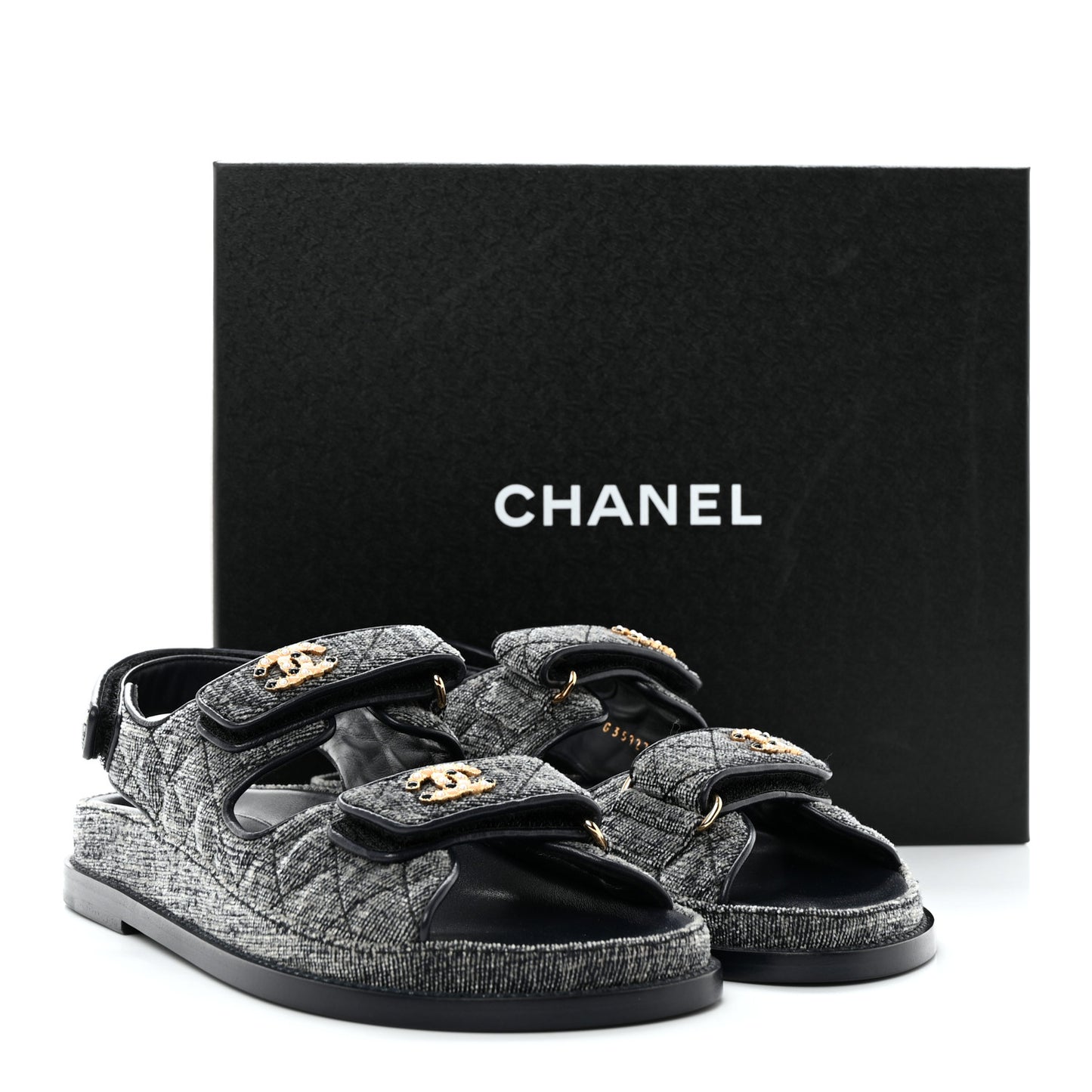 Velvet Velcro Dad Sandals 36.5 Grey