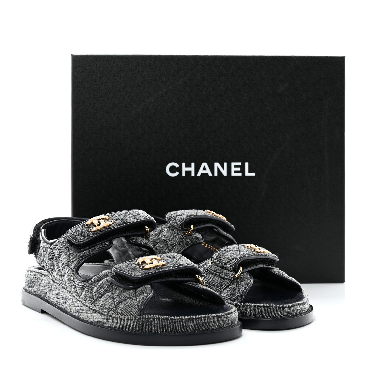 Chanel Velvet Velcro Dad Sandals 36.5 Grey 9 of 9