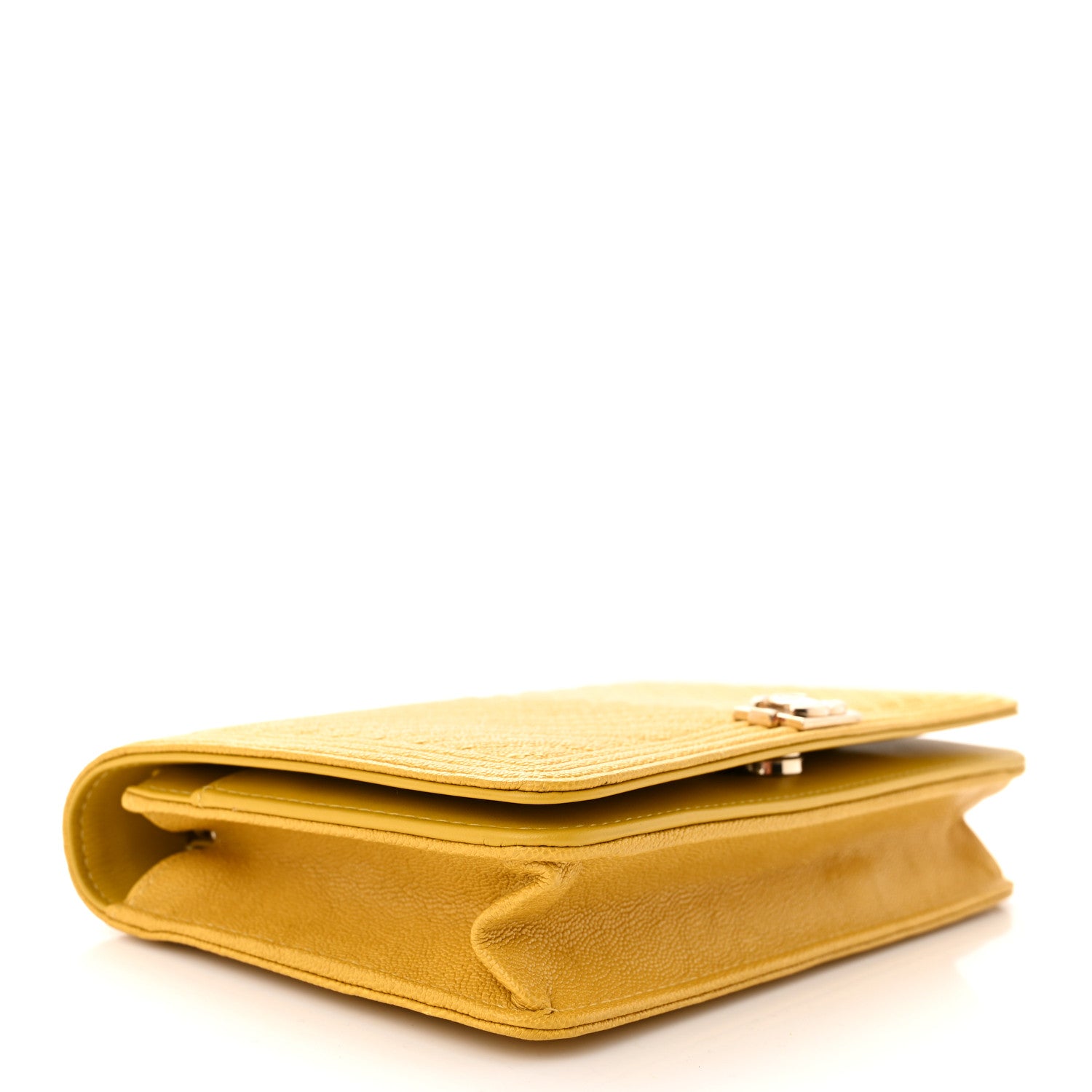 Chanel Caviar Chevron Quilted Boy Wallet On Chain WOC Yellow Yellow 4 of 15