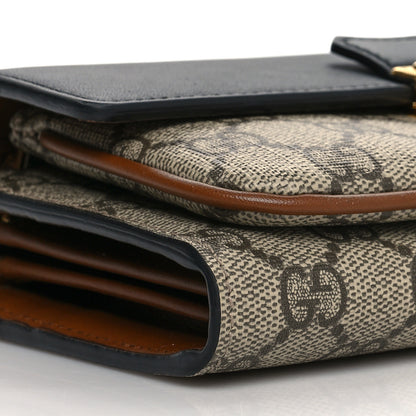 Gucci GG Supreme Monogram Calfskin Padlock Chain Wallet Beige Black Cuir 5 of 14