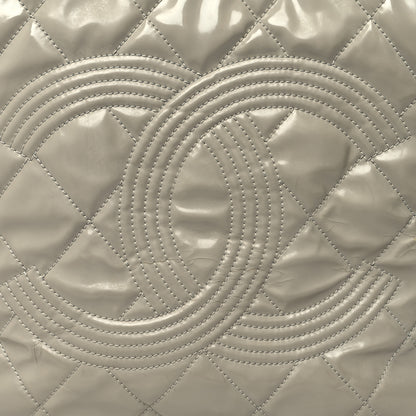 Chanel Patent Quilted Expandable CC Shoping Tote Grey 7 of 13
