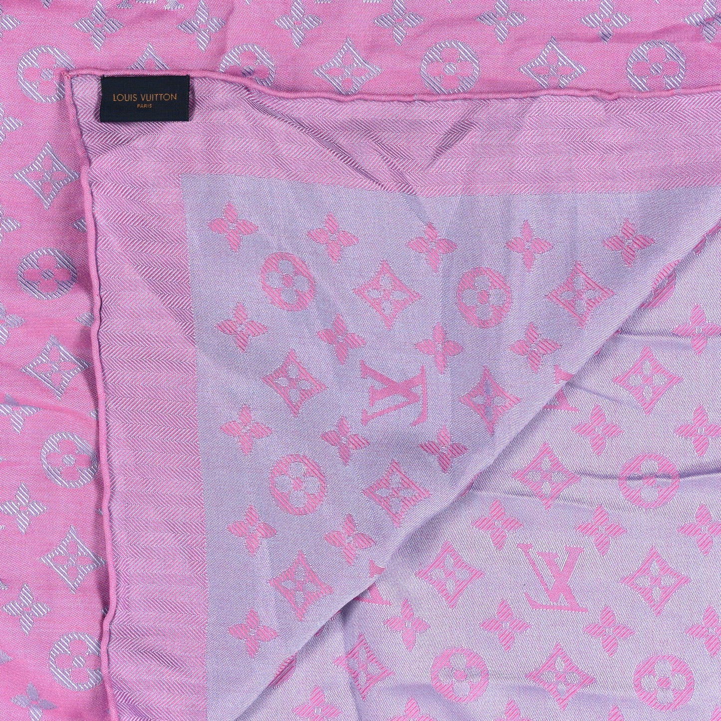 Silk Cashmere Monogram My Everything Shawl Blue Pink