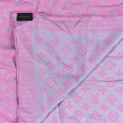 Louis Vuitton Silk Cashmere Monogram My Everything Shawl Blue Pink 3 of 3