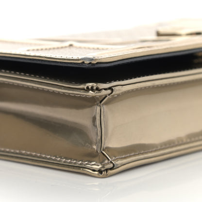 Christian Dior Metallic Patent Micro-Cannage Diorama Wallet on Chain Pouch Gold 10 of 12