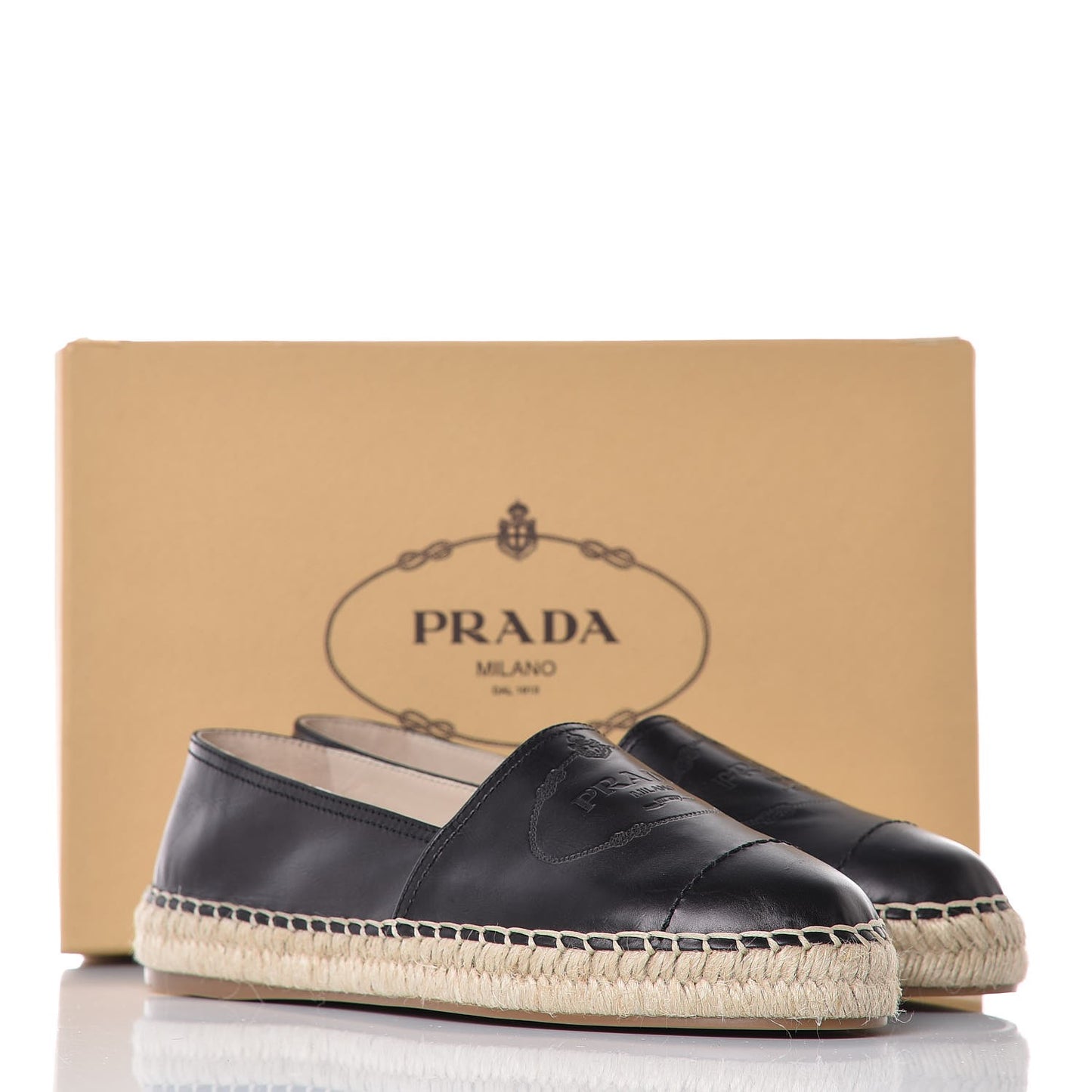 Vitello Lux Logo Embossed 20mm Espadrilles 40 Black