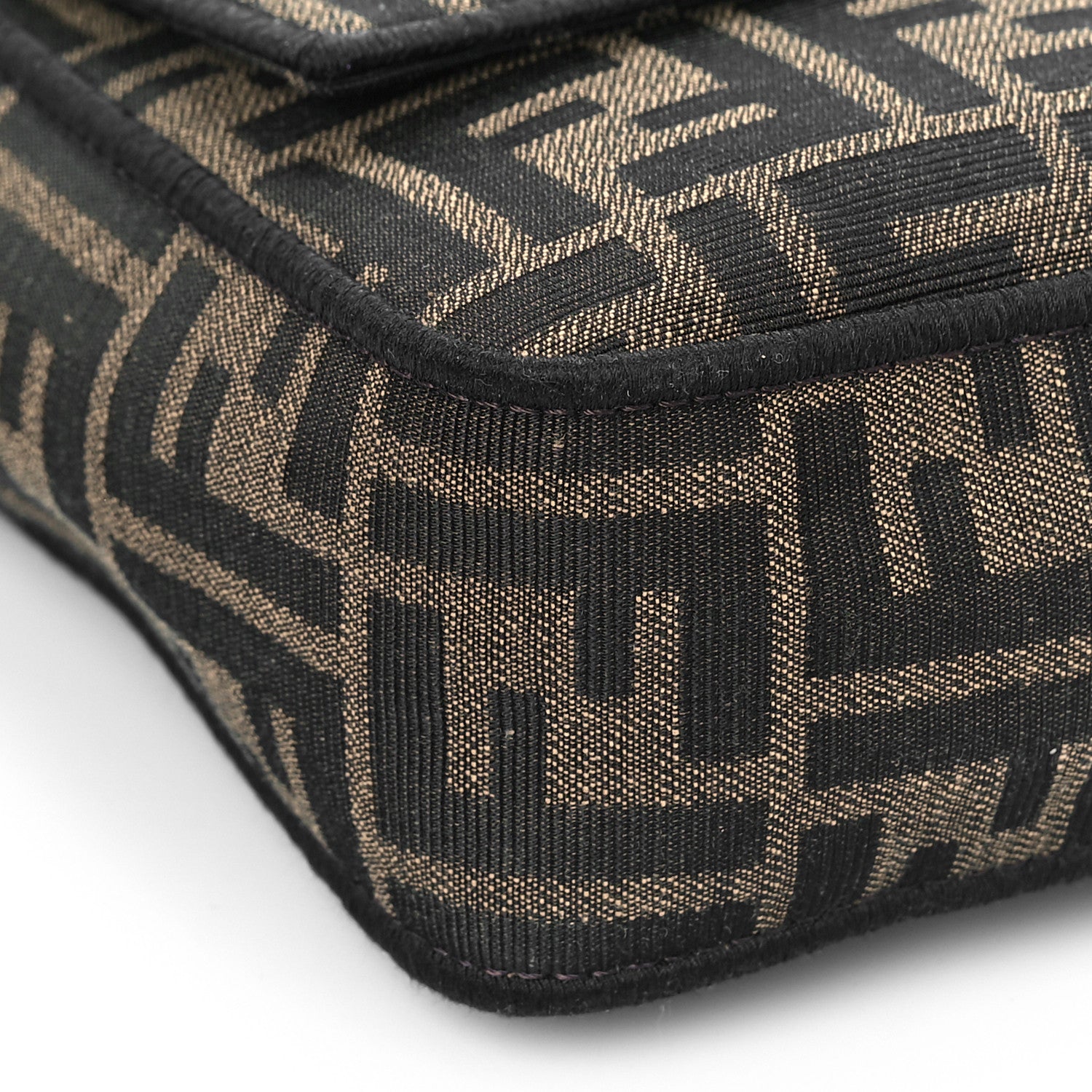 Fendi Fabric Jacquard FF 1974 Medium Baguette Tobacco Moro Black 7 of 8