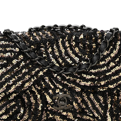 Chanel Sequin Mini Rectangular Flap Black Gold 8 of 11
