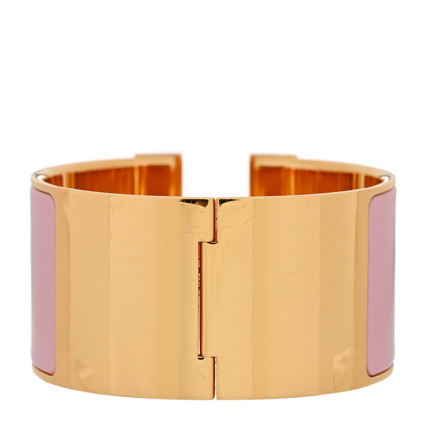 Enamel Extra Wide Clic Clac H Bracelet GM Rose Poudre