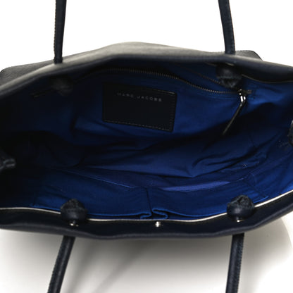 Marc Jacobs Calfskin Embossed Logo East West Shopper Tote Navy 4 of 12
