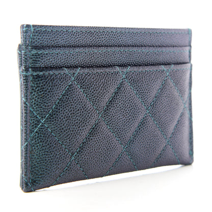 Chanel Iridescent Caviar Quilted Filigree Card Holder Dark Turquoise 3 of 9